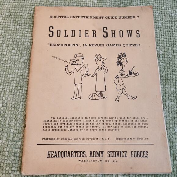 WWII Soldier Shows Guide #3 Bedzaboppin' GI Revue Hospital Army Theater Book - Picture 1 of 16